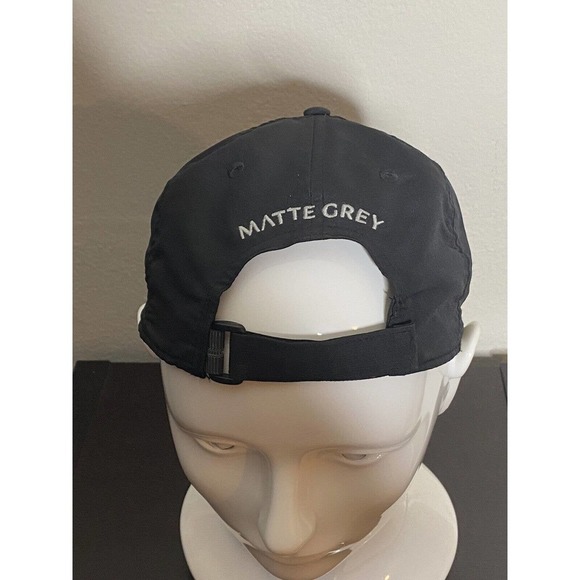 MATTE grey mens golf adjustable cap hat breathable, moisture wicking - Picture 4 of 7
